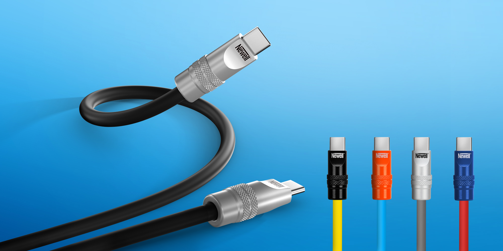 Kabel Newell USB-C - USB-C 100 W, 2 m, silikonowy, szary